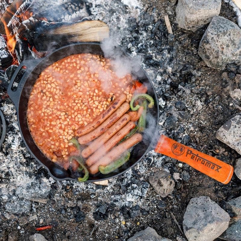 Petromax durable cast iron construction withstands daily cooking on stove, grill, or campfire.