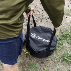 Petromax FT12 transport case with reinforced bottom for stability during transit.