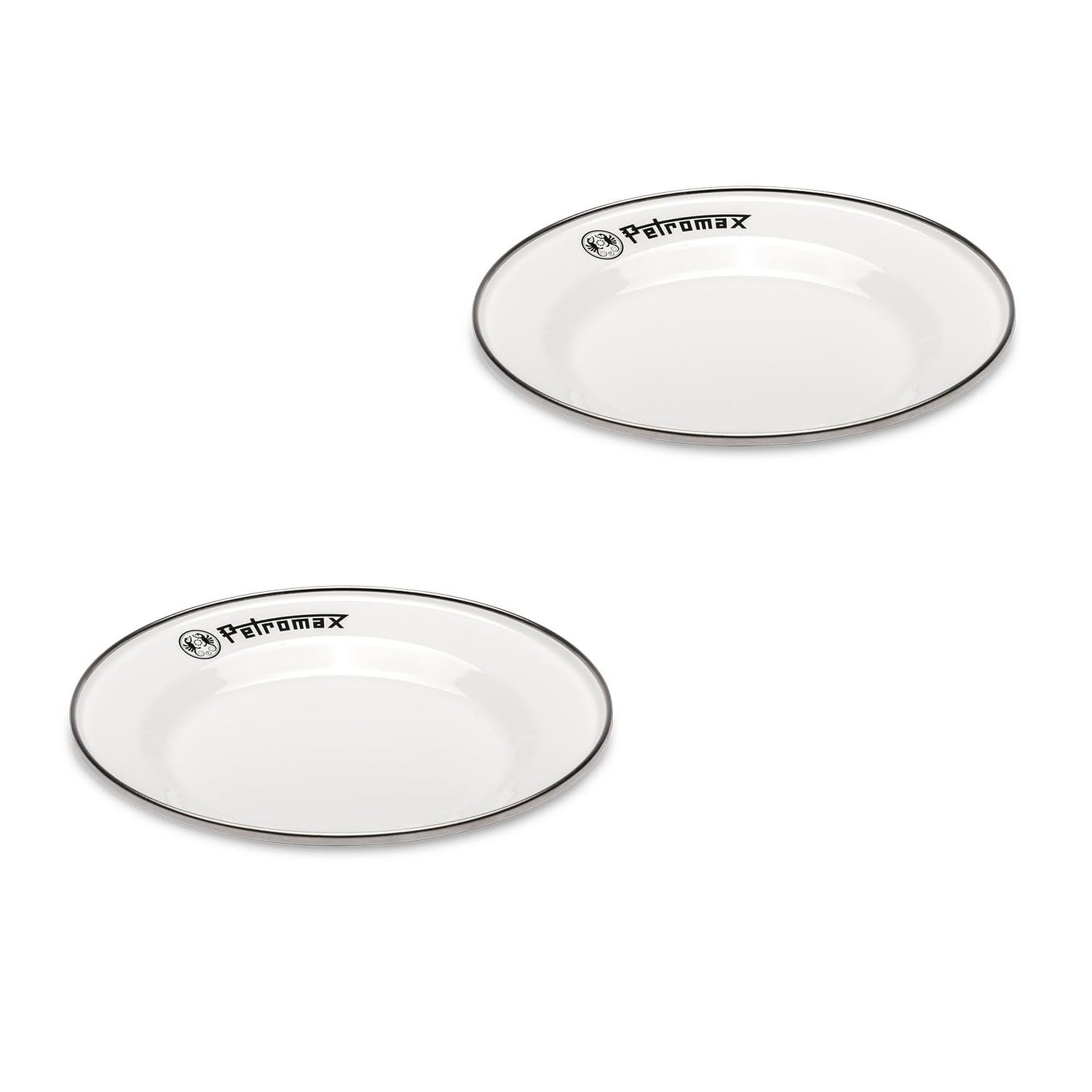 Petromax 7-inch enamel plate in white, lightweight for camping meals