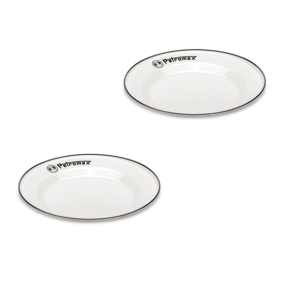 Petromax 7-inch enamel plate in white, lightweight for camping meals