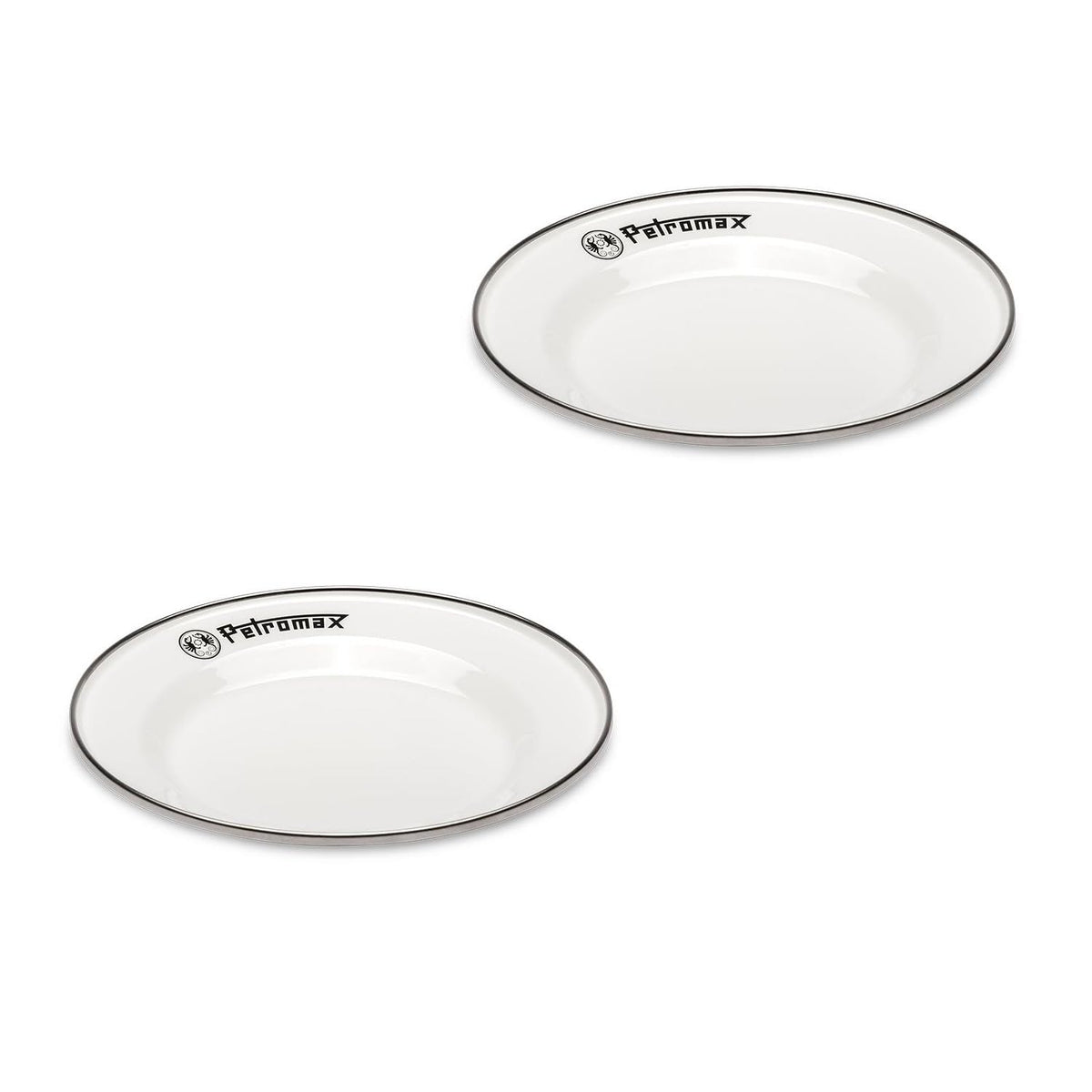 Petromax 7-inch enamel plate in white, lightweight for camping meals