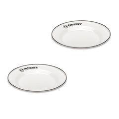 Petromax 7-inch enamel plate in white, lightweight for camping meals