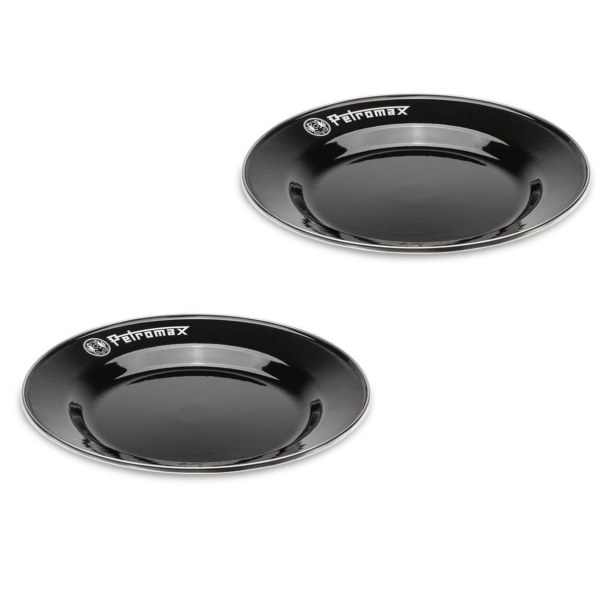 Petromax enamelware 10.2-inch dinner plate showing smooth enamel surface for outdoor dining