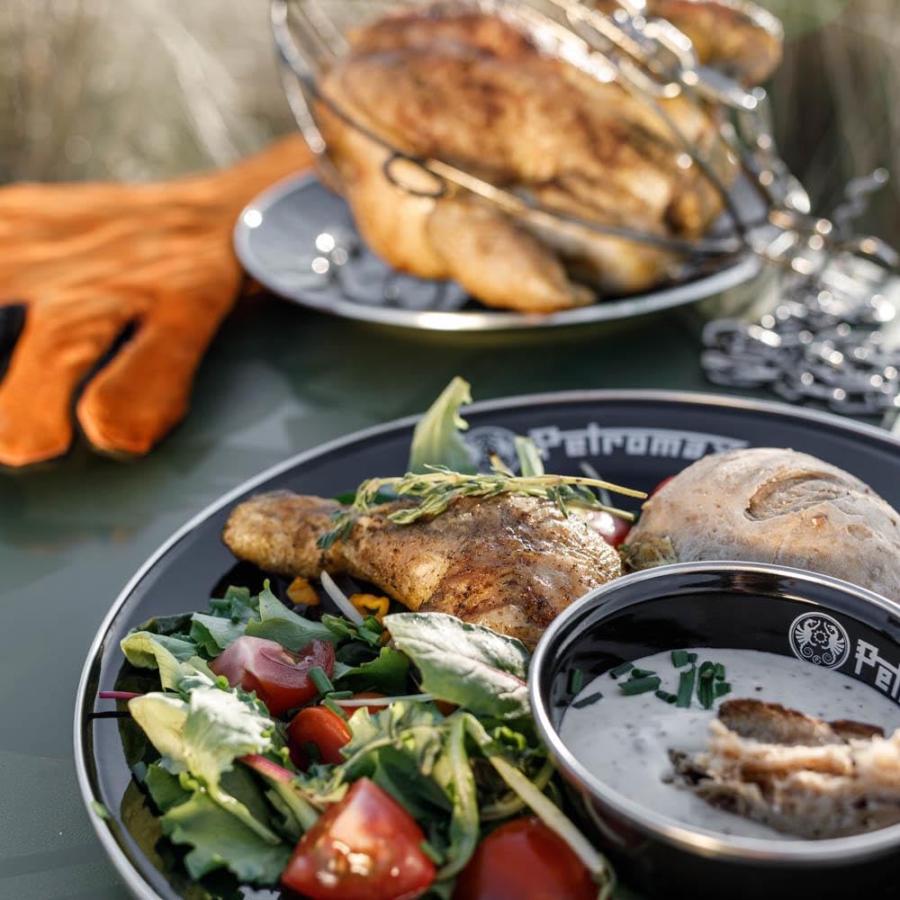 Petromax enamel plate designed for hot and cold meals in the outdoors