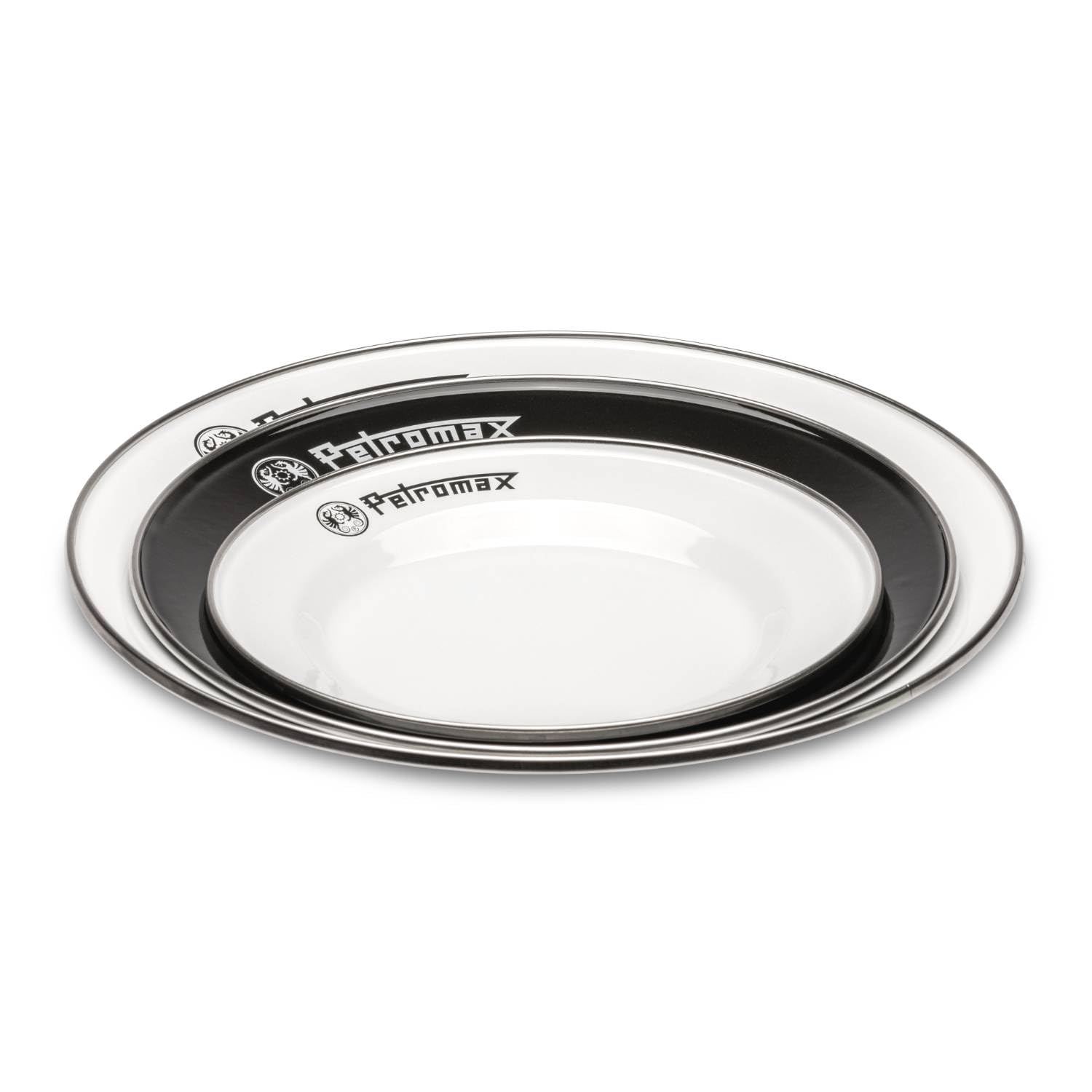 Petromax enamelware plate two-pack ideal for picnic and camp kitchen setups