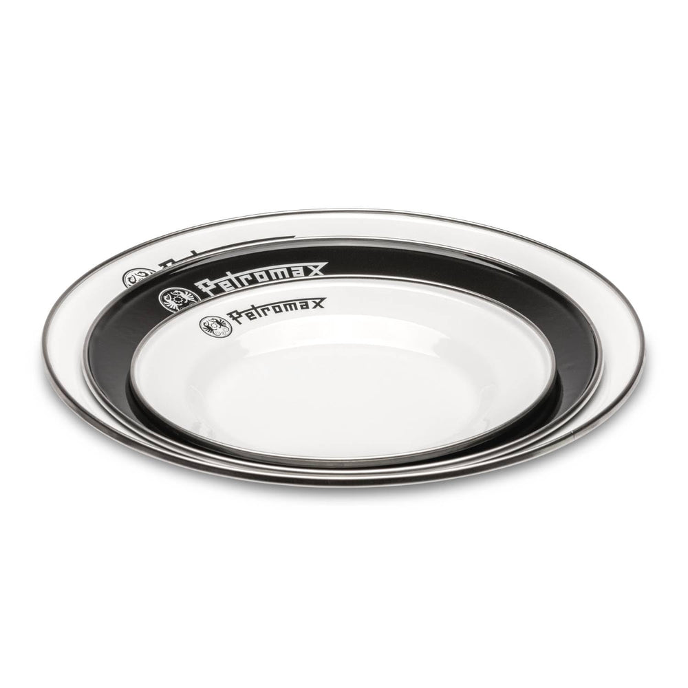 Petromax enamelware plate two-pack ideal for picnic and camp kitchen setups