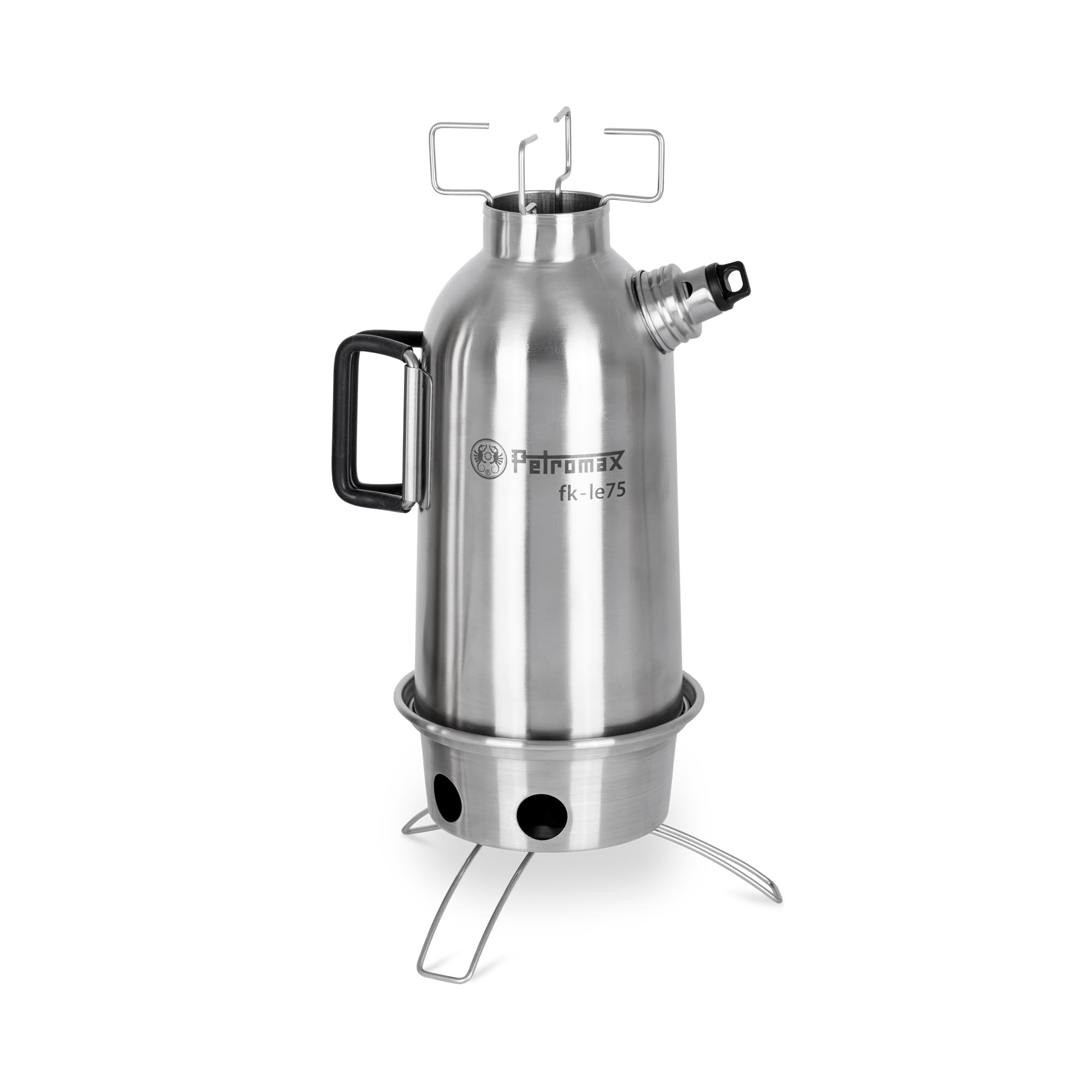 Petromax Fire Kettle stove in use boiling water on campsite