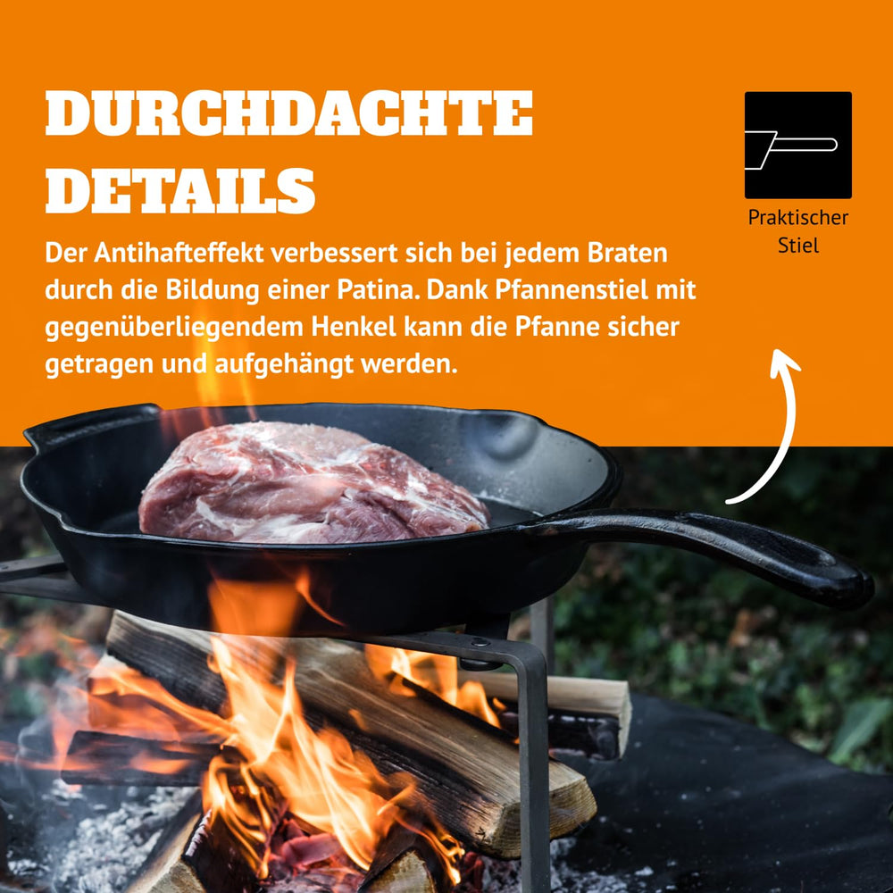 Petromax pre-seasoned finish reduces prep and enhances natural nonstick