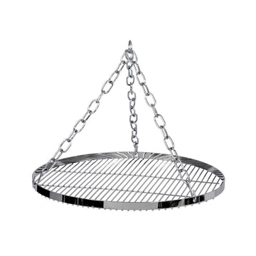 Petromax hanging grill grate on a 50 cm surface for campfire cooking.