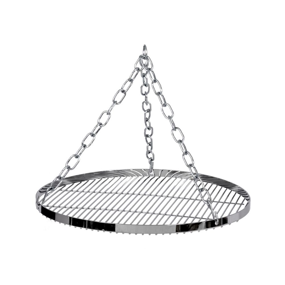 Petromax hanging grill grate on a 50 cm surface for campfire cooking.