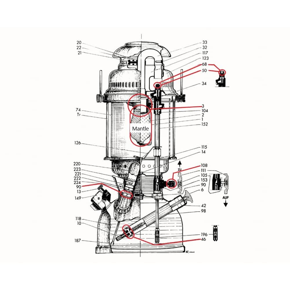 Petromax spare parts display shows compatibility with HK500 and other models