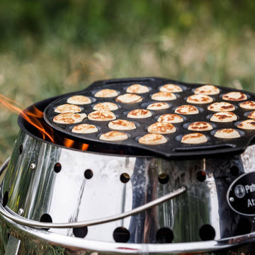Petromax Poffertjes Pan measures 10.6 inches for camp or kitchen setup