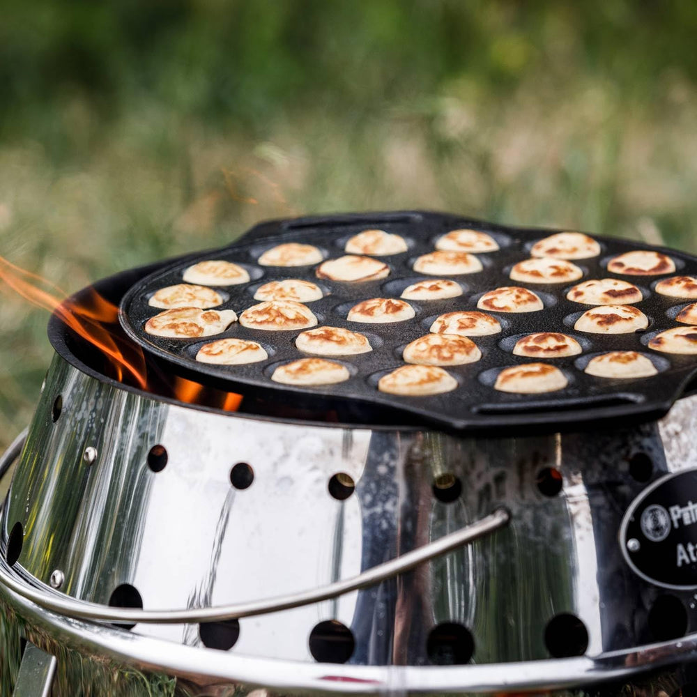 Petromax Poffertjes Pan measures 10.6 inches for camp or kitchen setup