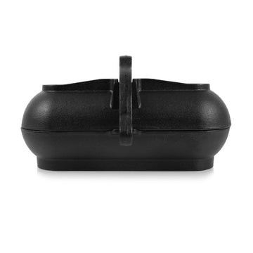 Petromax potato roaster tilt lock keeps halves closed for safe lifting.
