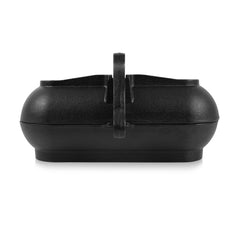 Petromax potato roaster tilt lock keeps halves closed for safe lifting.