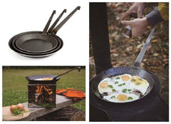Petromax SP28 12546 Chemy Crampen Pry Pan cooking over wood fire shows outdoor versatility