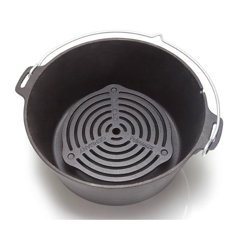 Petromax Stack Grate stackable design allows multi-level cooking.