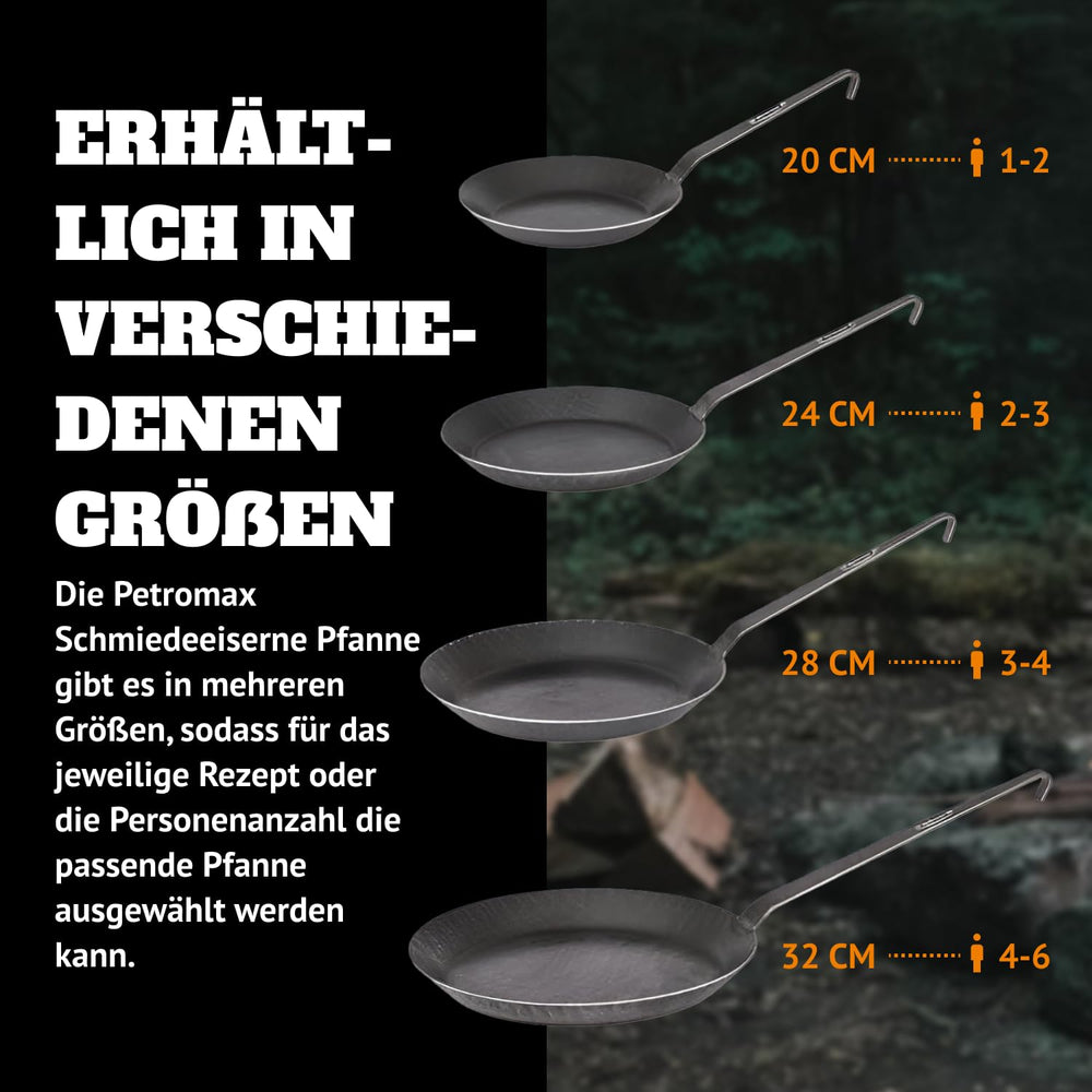 Petromax skillet dimensions hint: 18 inches with handle and 9.4 inch interior.