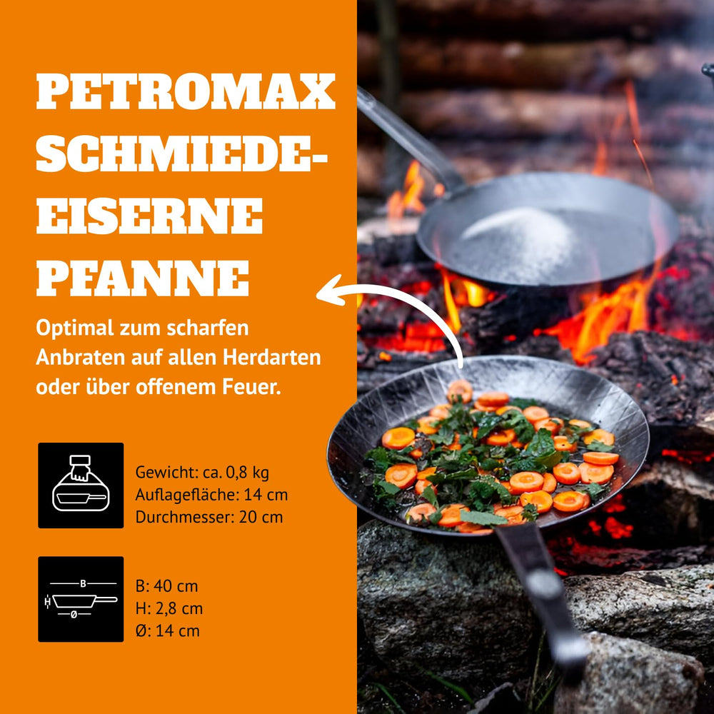Petromax skillet heat conduction design for consistent searing on any stove.