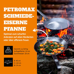 Petromax skillet heat conduction design for consistent searing on any stove.