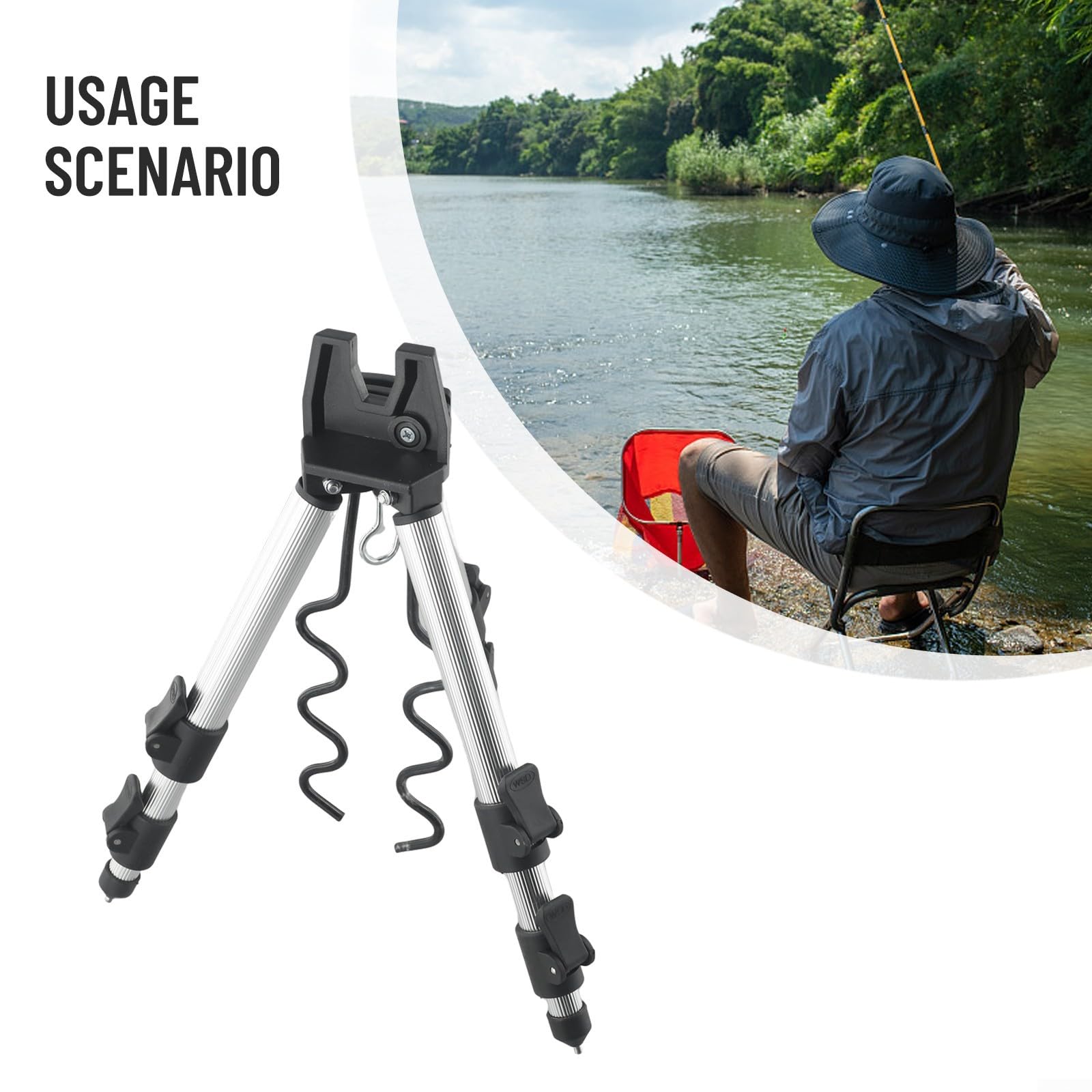 PETSTIBLE Fishing Rod Tripod holds 7 rods for easy access.