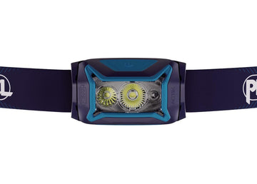 Petzl ACTIK CORE battery charge indicator helps plan charging on the trail