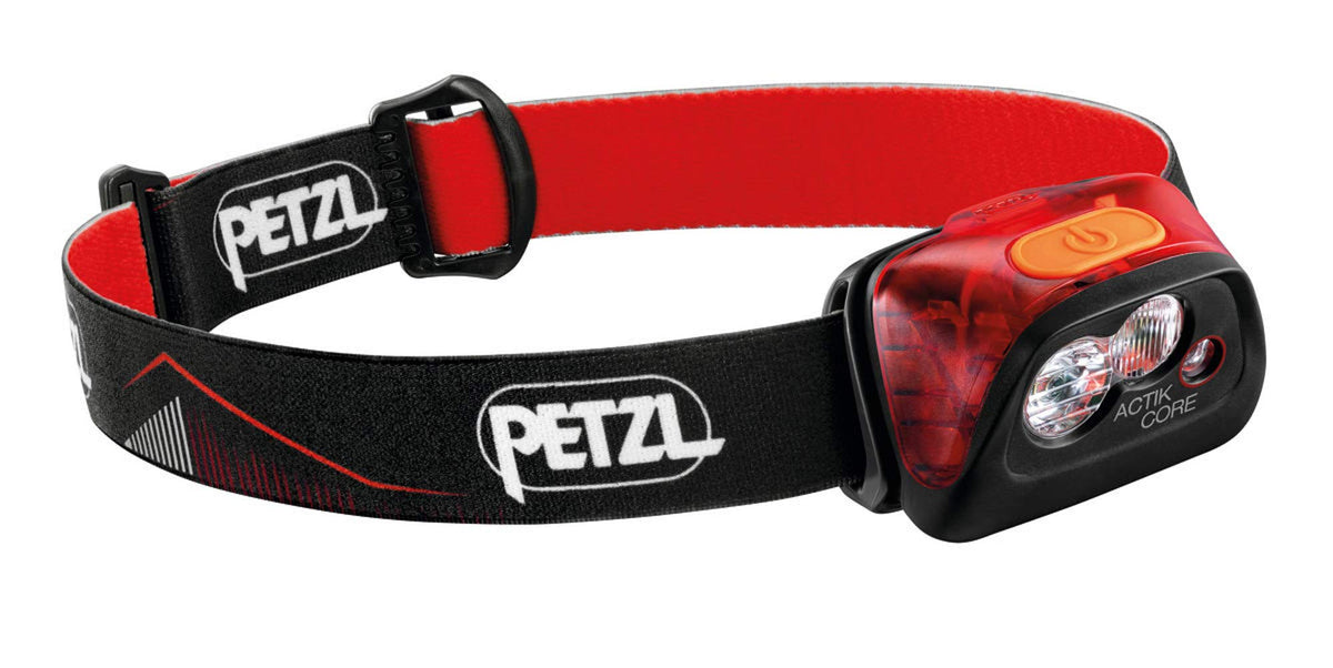 Petzl Actik Core headlamp front view boosts trail visibility during night hikes.