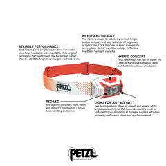 Petzl ACTIK CORE red light preserves night vision and enables emergency signaling