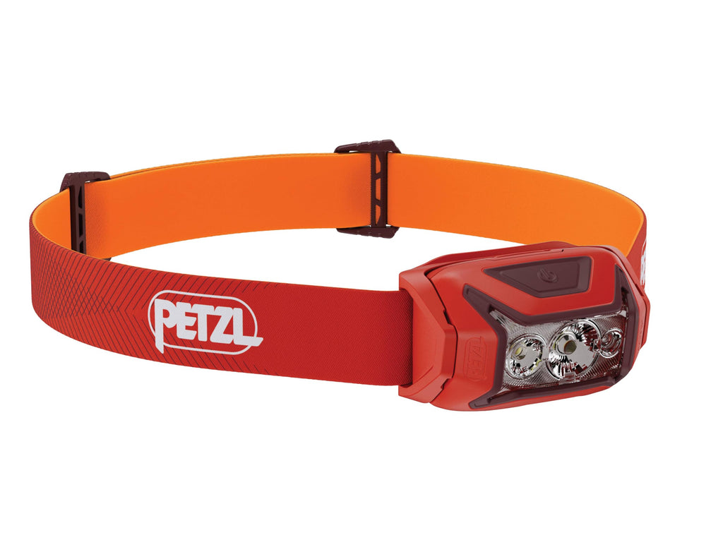 PETZL ACTIK headlamp front view with 450 lumens for versatile outdoor lighting