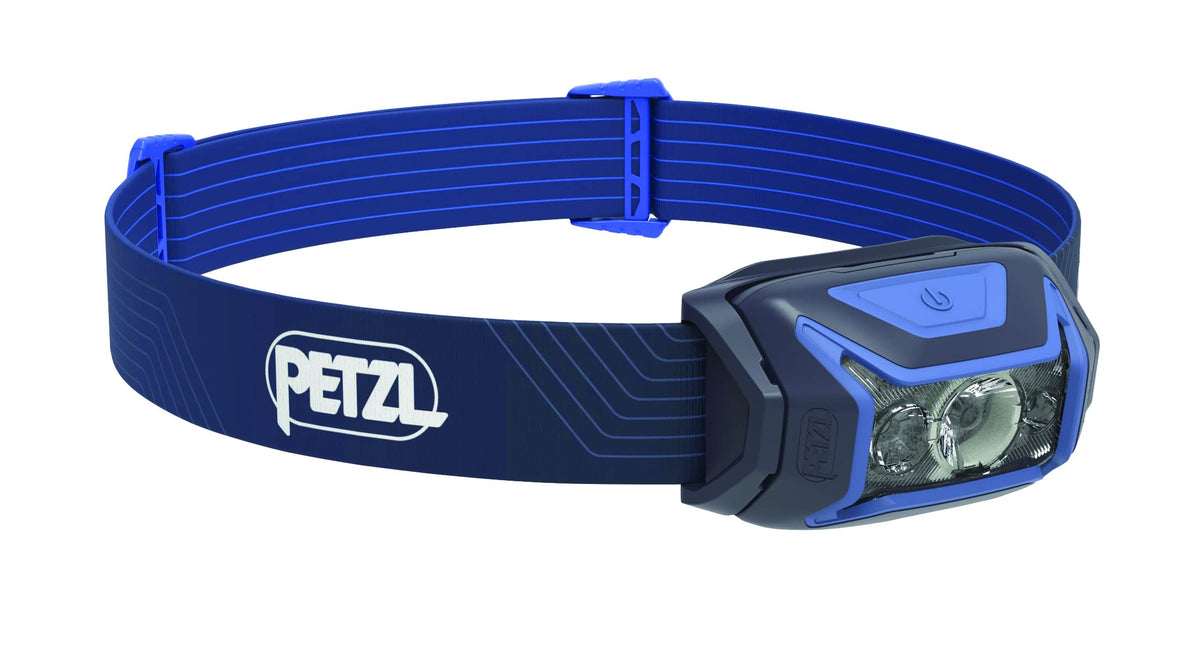 PETZL Actik headlamp front view, 450 lumens for night runs.