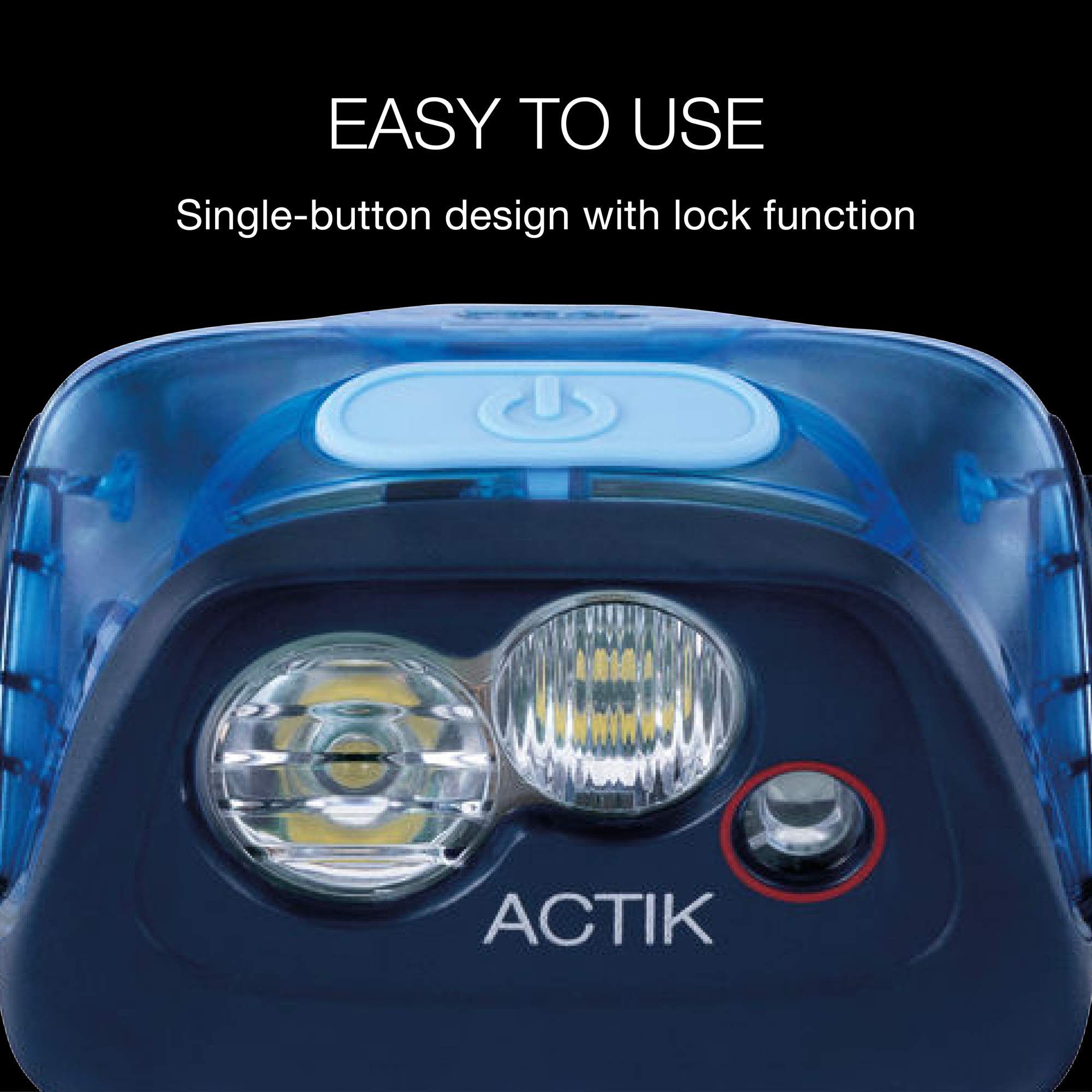 Petzl Actik lamp black AAA battery option for quick power.