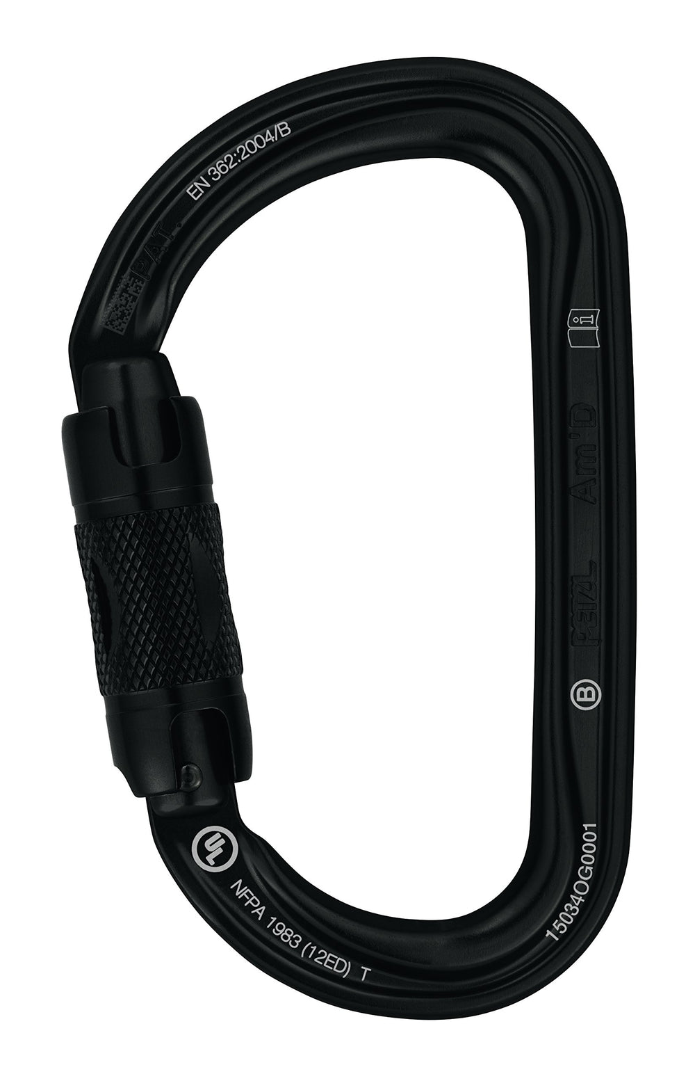 Petzl AM'D H-Frame twist-lock carabiner with glove-friendly ergonomics and 25 mm gate opening