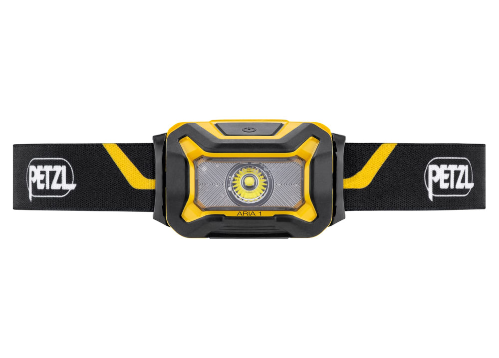 PETZL ARIA 1 headlamp side view shows compact rugged design for tough jobs.