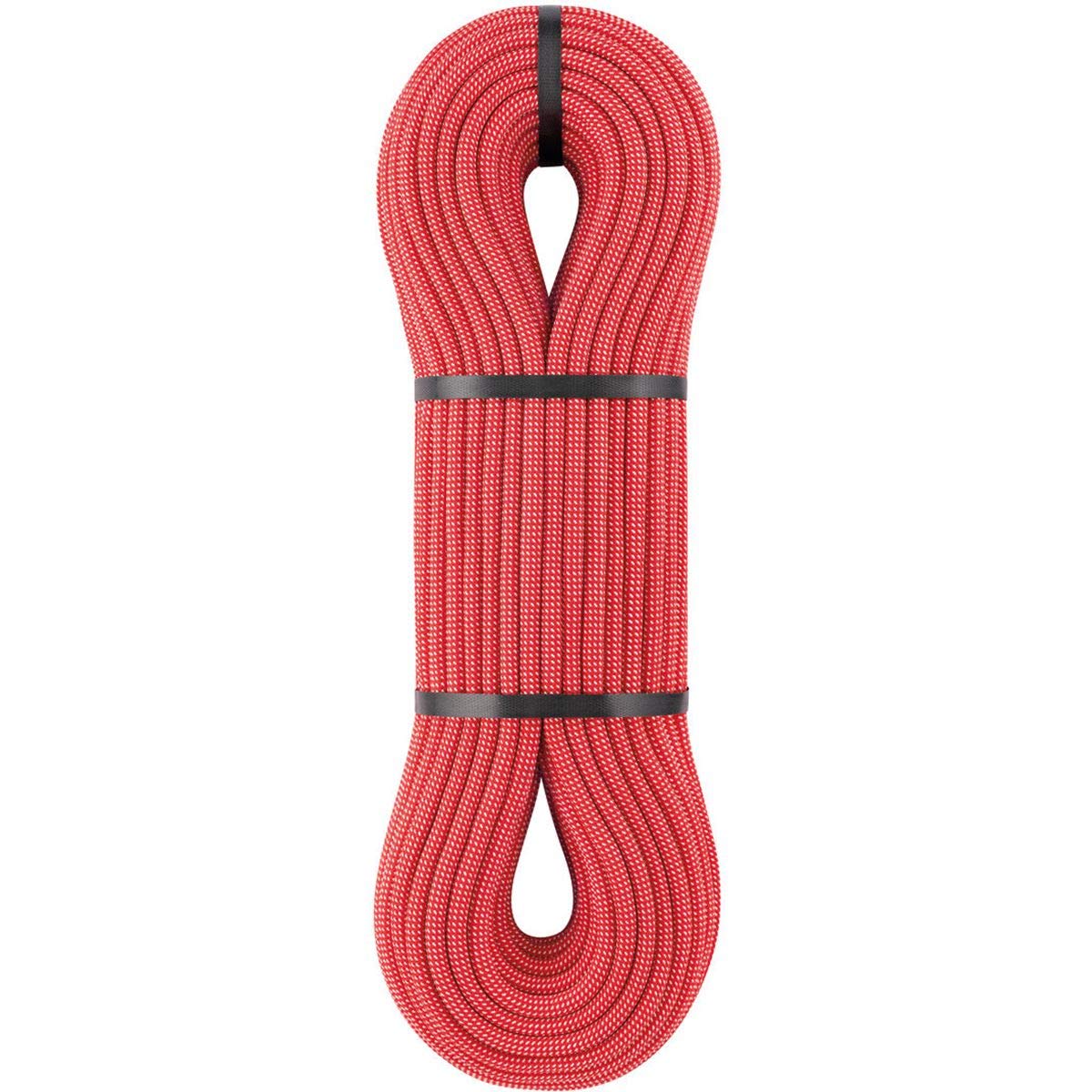 Petzl Arial 9.5mm rope close-up highlighting Duratec Dry treatment for varied conditions.