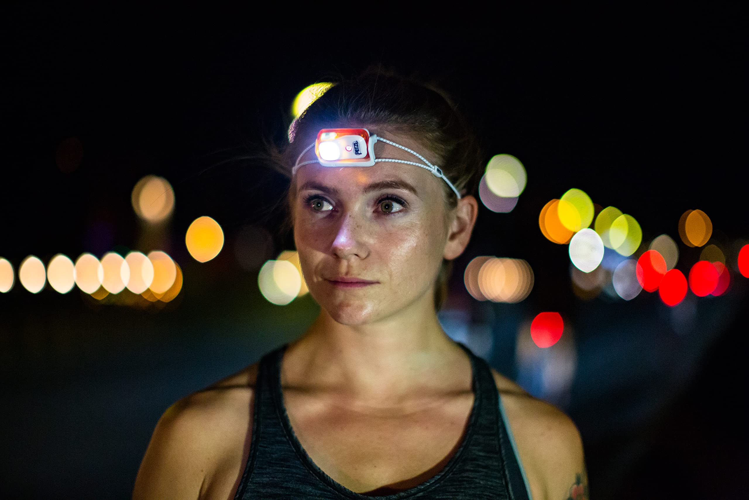 Petzl Bindi headlamp full tilt feature, light aimed where you need it.