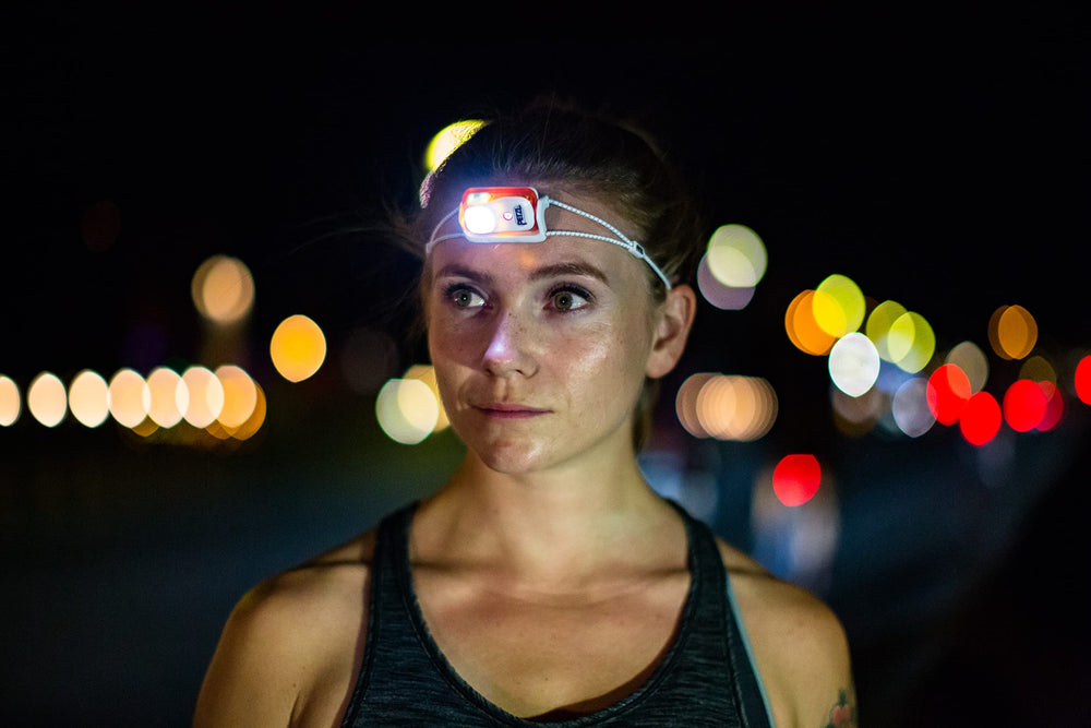 Petzl Bindi headlamp full tilt feature, light aimed where you need it.