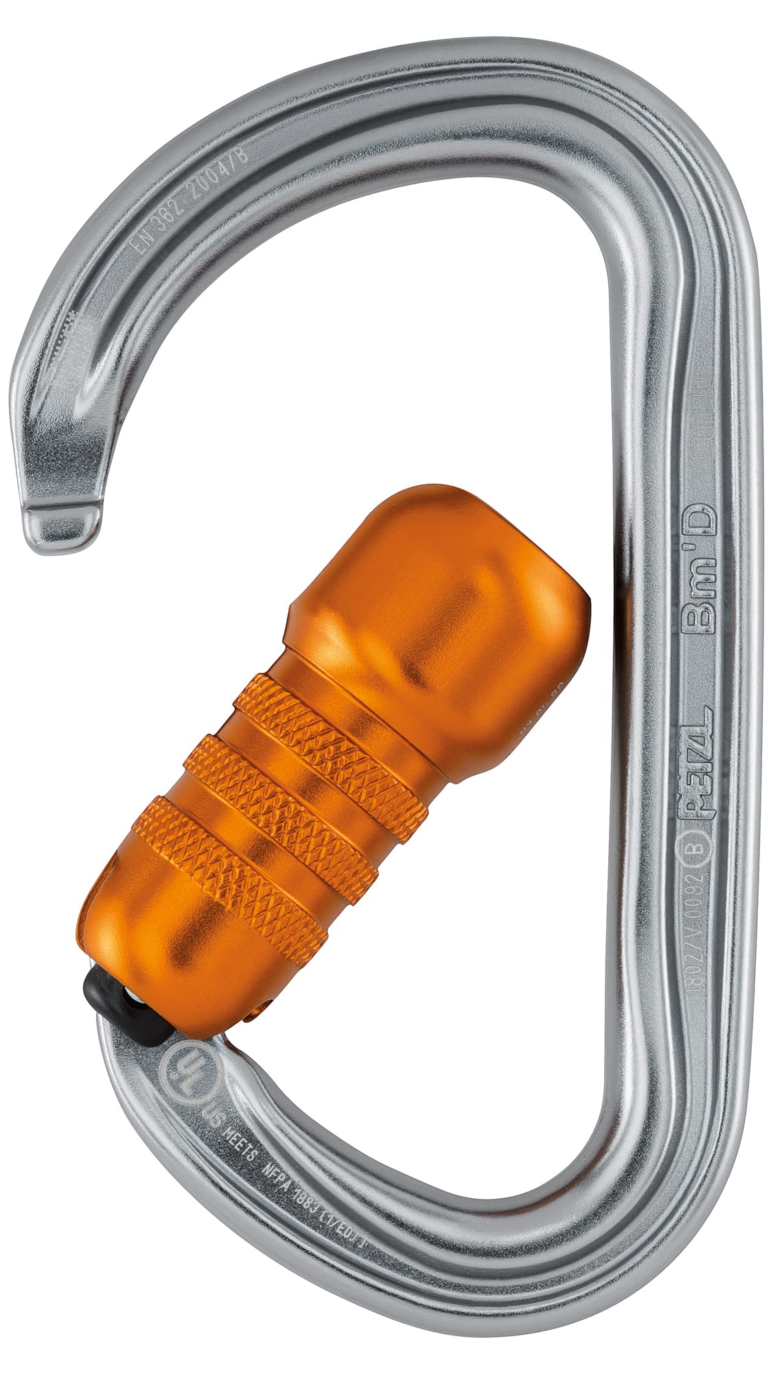 Petzl Bm'D carabiner gray with Triact-Lock triple-action locking system.