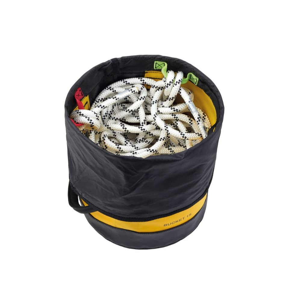 Petzl Bucket durable waterproof TPU fabric protects gear on wet routes.