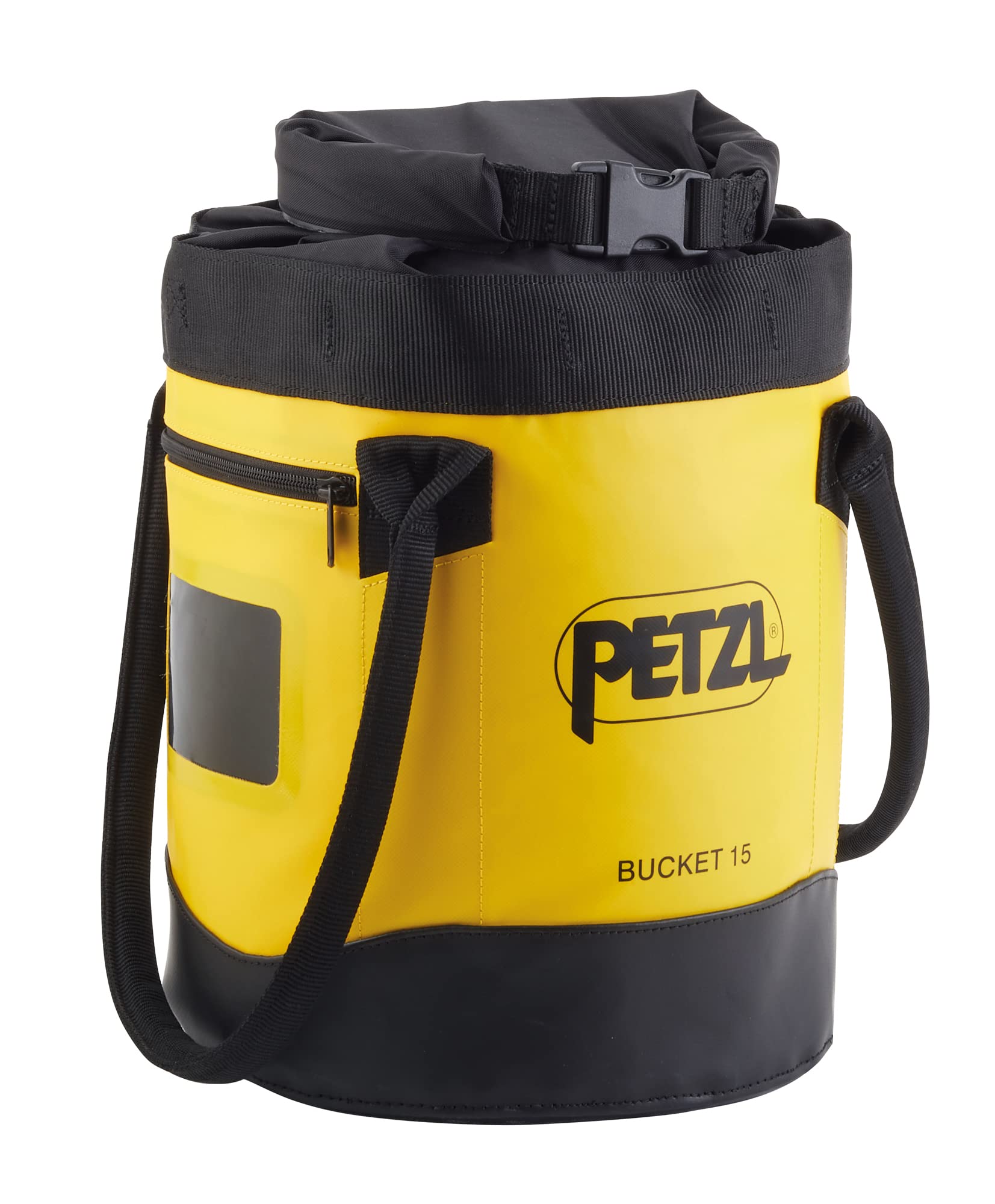Petzl Bucket roll-top closure enables wide access while sealing out dirt.
