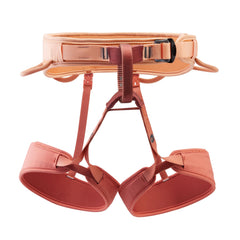 Petzl Corax LT women's harness coral sand front view, comfortable fit for gym climbs.