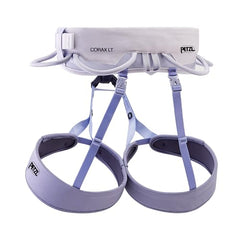 PETZL Corax LT women's harness elastic leg loops offer a comfortable fit for varying thighs.
