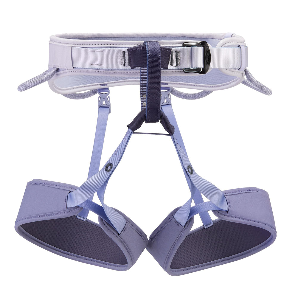PETZL Corax LT women's harness front view shows comfortable fit for gym days.
