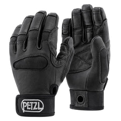 Petzl Cordex Plus palm view showing double-layer leather for durability and heat protection.