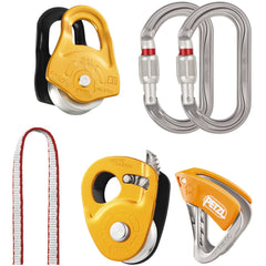 PETZL crevasse rescue kit contents for efficient self-rescue during glacier travel
