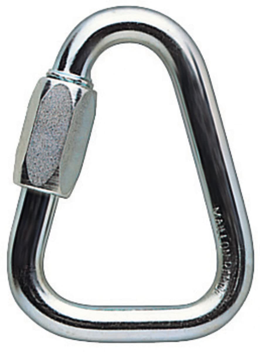 Petzl Delta N 10 triangular screwlink ready for secure anchors.