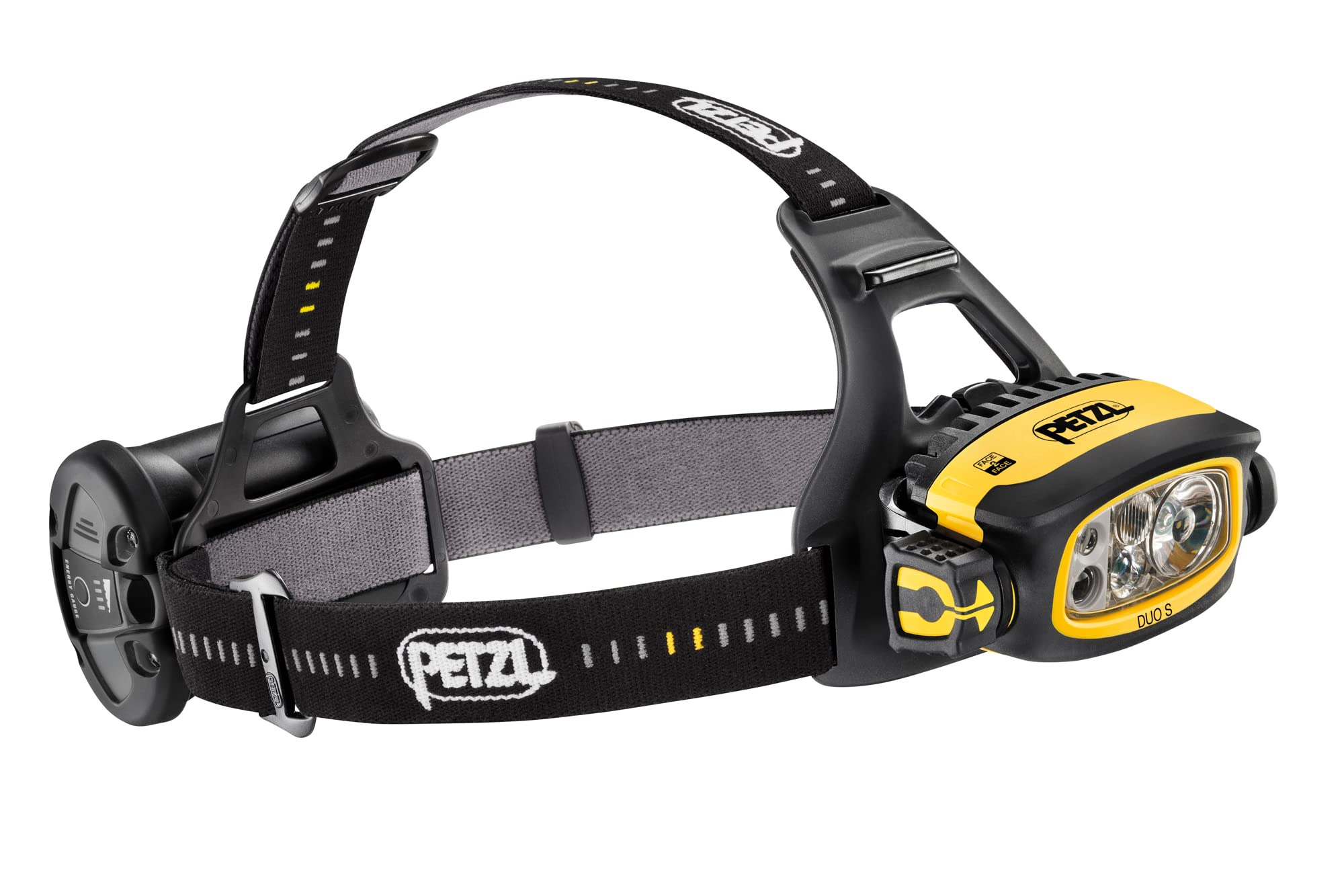 PETZL DUO S 1100-lumen boost beam for distant visibility on work sites.