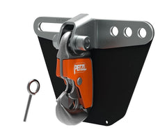 Petzl Easytop wall belay station showing ergonomic anchor setup for indoor climbing facilities.