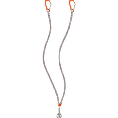 Petzl Elastic Leash V-Link Grey in closed position securing ice tools during climbs.