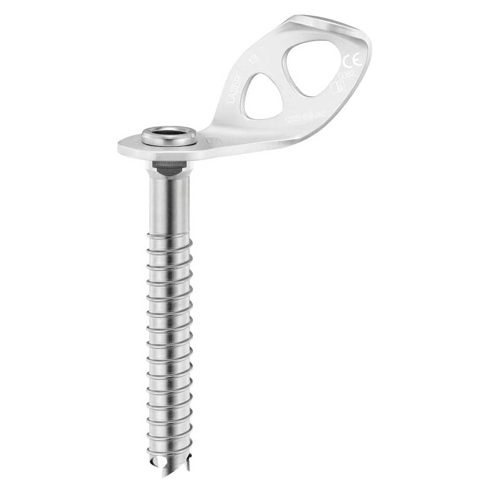 Petzl Laser Ice Screw 13 cm ergonomic hanger enables smooth screwing.