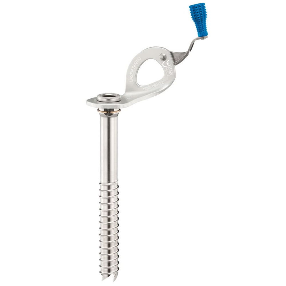 Petzl Laser Speed ice screw 17 cm for reliable insertion in varied ice.